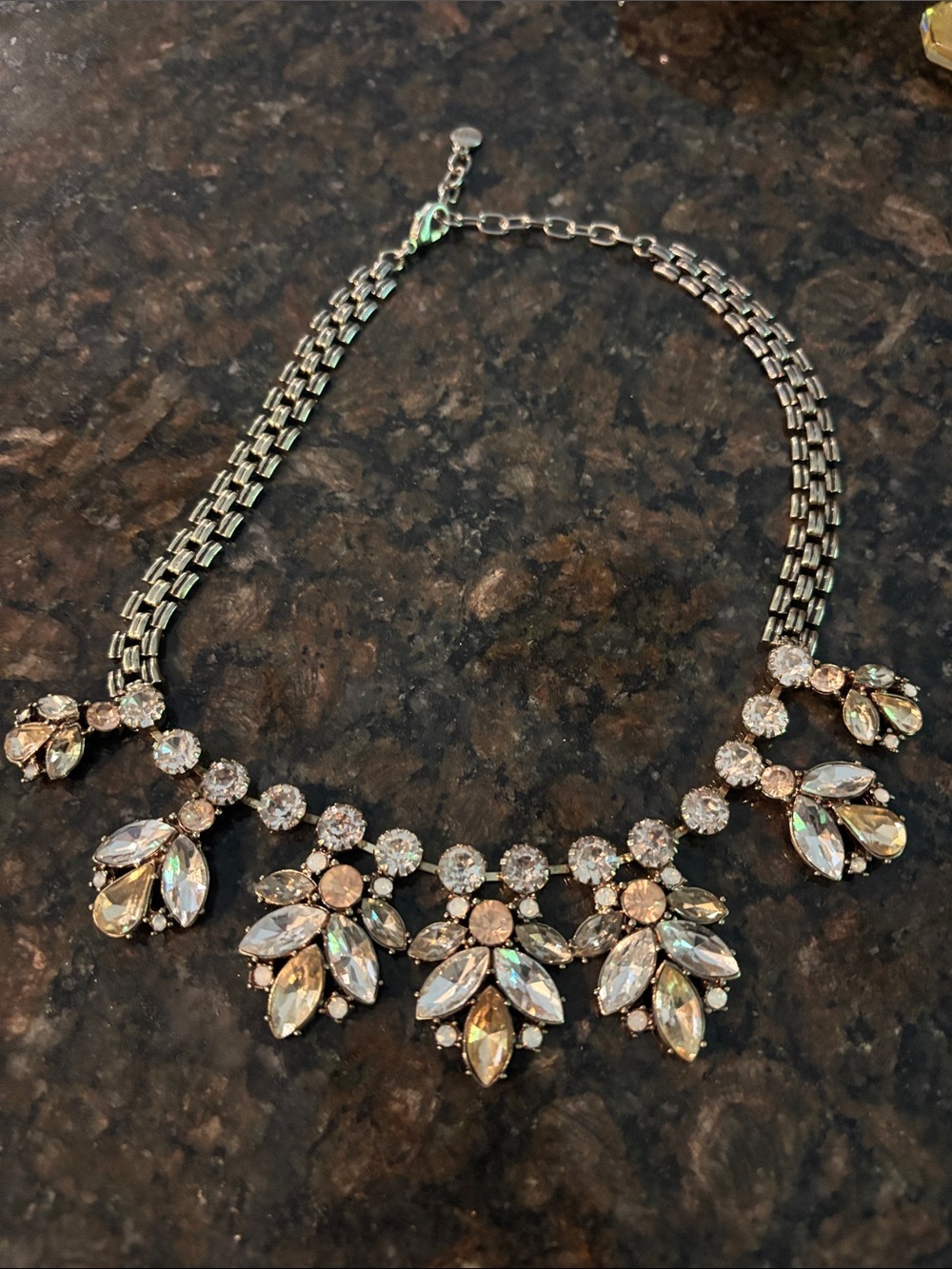 Bella Jack Sparkling Floral Bib Necklace in Champagne and Silver-Tone